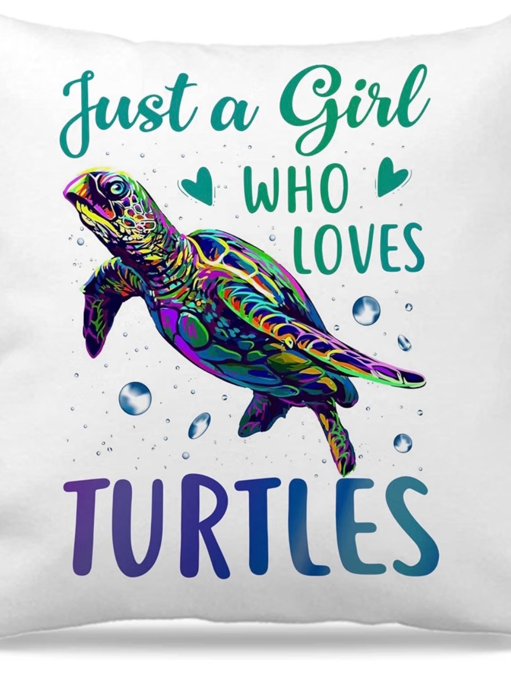 Turtle Throw Pillow Cover with Colorful Multicolor Turtle 🐢